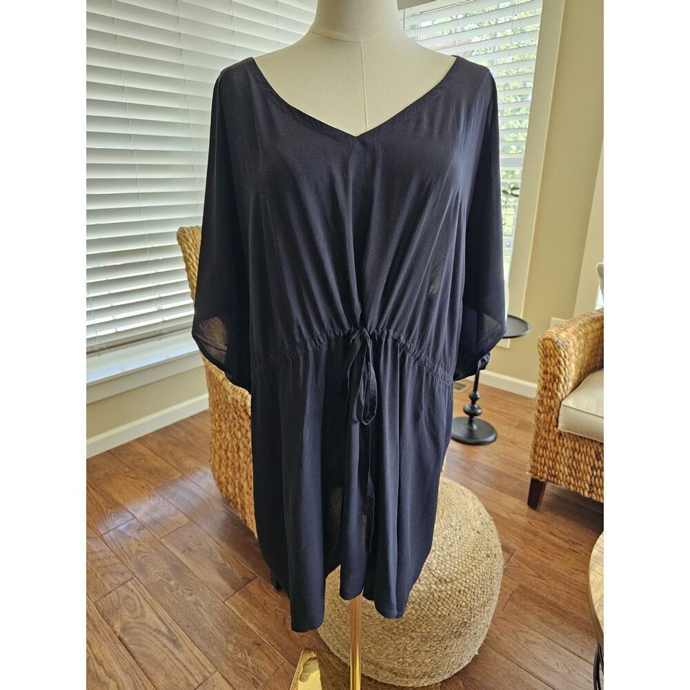 Lands' End Womens Swim Cover-Up Size XL Petite Black Beach Pool Resortwear - Picture 3 of 5